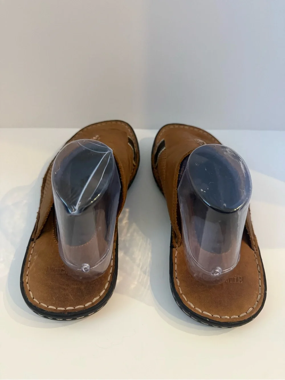 Margaritaville Men’s 9 Brown Leather Slide Sandals Comfort Casual Beach